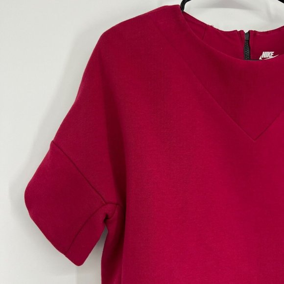 Nike Tech Top Fleece Crewneck Burgundy Short Sleeve - Picture 4 of 12